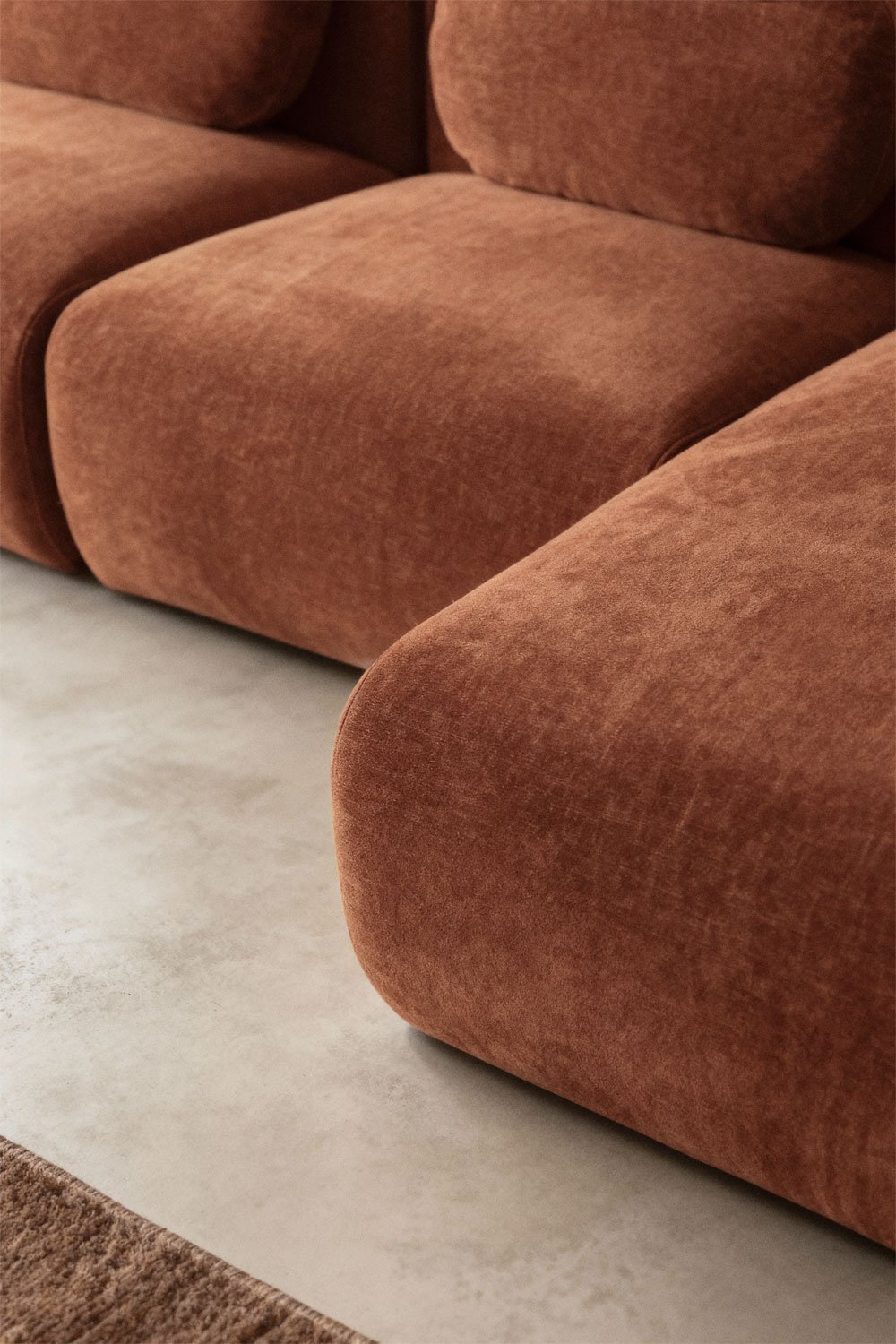 Divano modulare con doppia chaise longue a 4 pezzi in ciniglia Coquette, immagine della galleria 2