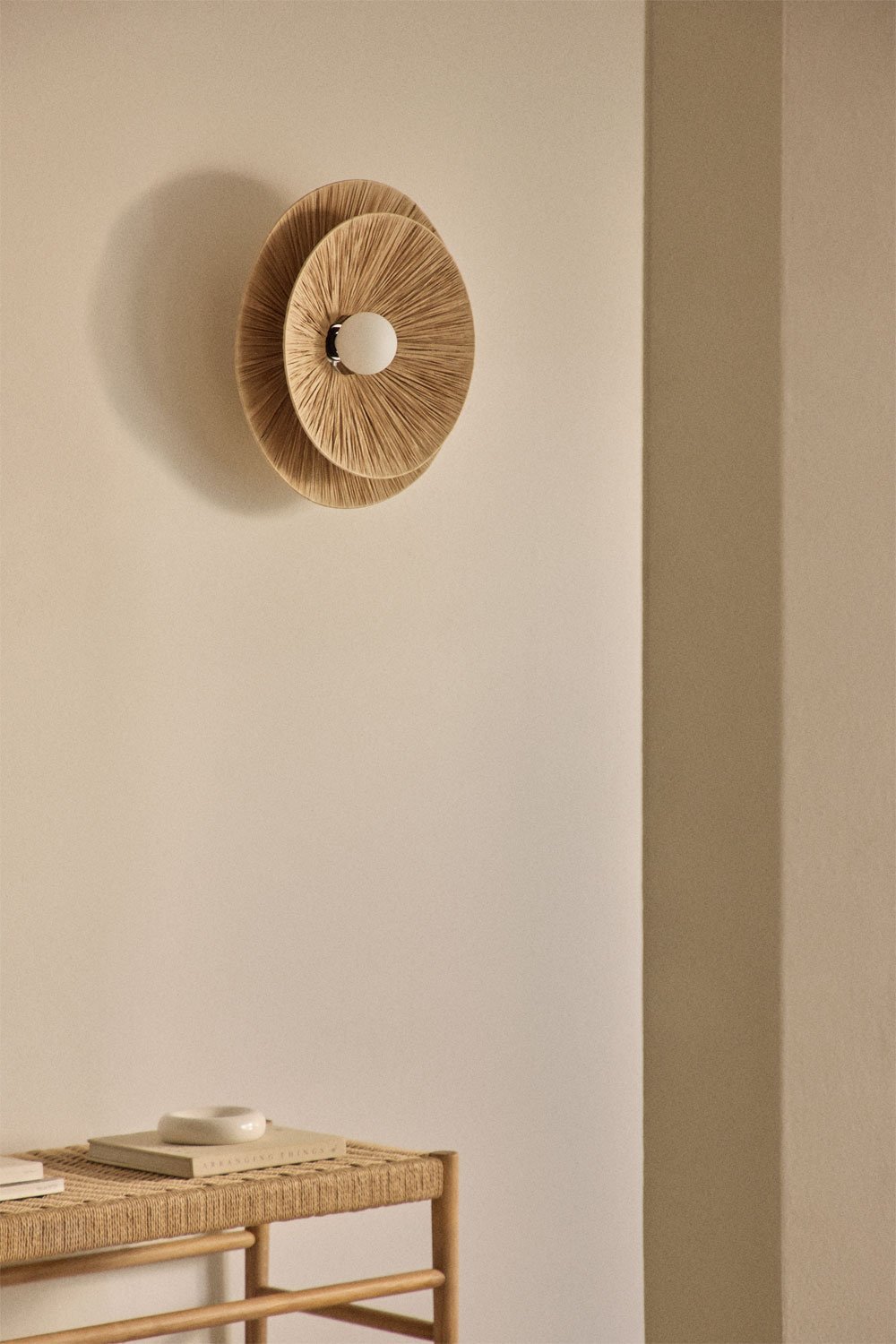 Aplique de pared Ø50 cm en rafia Aislin, immagine della galleria 1