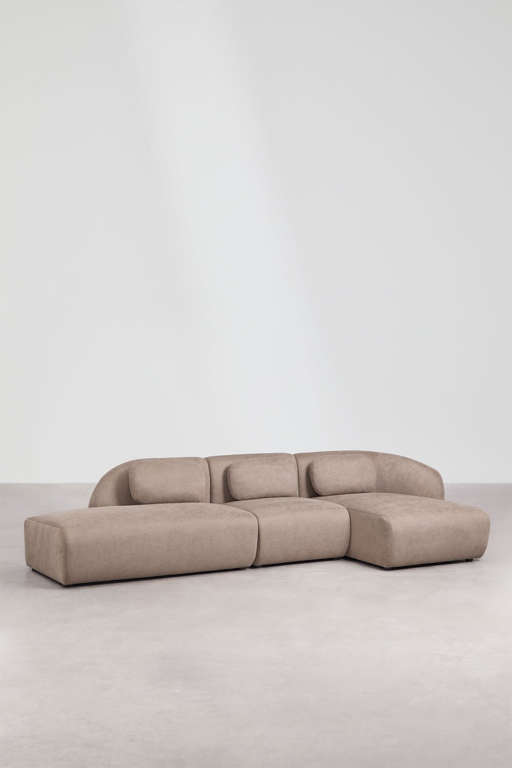 Divano modulare chaise longue destro a 3 pezzi con divano sinistro in ciniglia Coquette, immagine della galleria 3