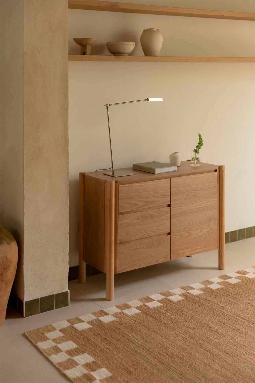 Aparador rettangolare 110x45 cm in MDF con impiallacciatura in rovere Munden, immagine della galleria 1