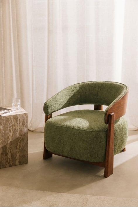 Poltrona in legno di rovere rivestita Olea