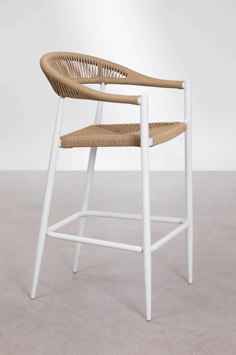 Set di 2 sgabelli alti da giardino 75 cm in alluminio e rattan sintetico Amatria, immagine della galleria 2