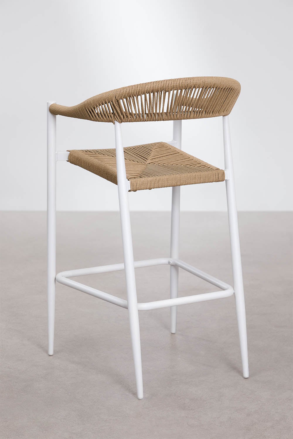 Set di 2 sgabelli alti da giardino 75 cm in alluminio e rattan sintetico Amatria, immagine della galleria 3