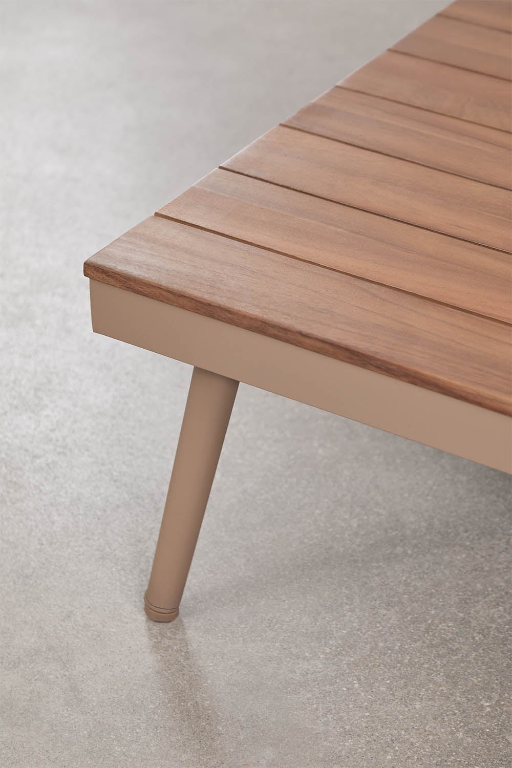 Set da giardino con divano angolare 5 posti e tavolino in alluminio e legno di acacia Kalen, immagine della galleria 13