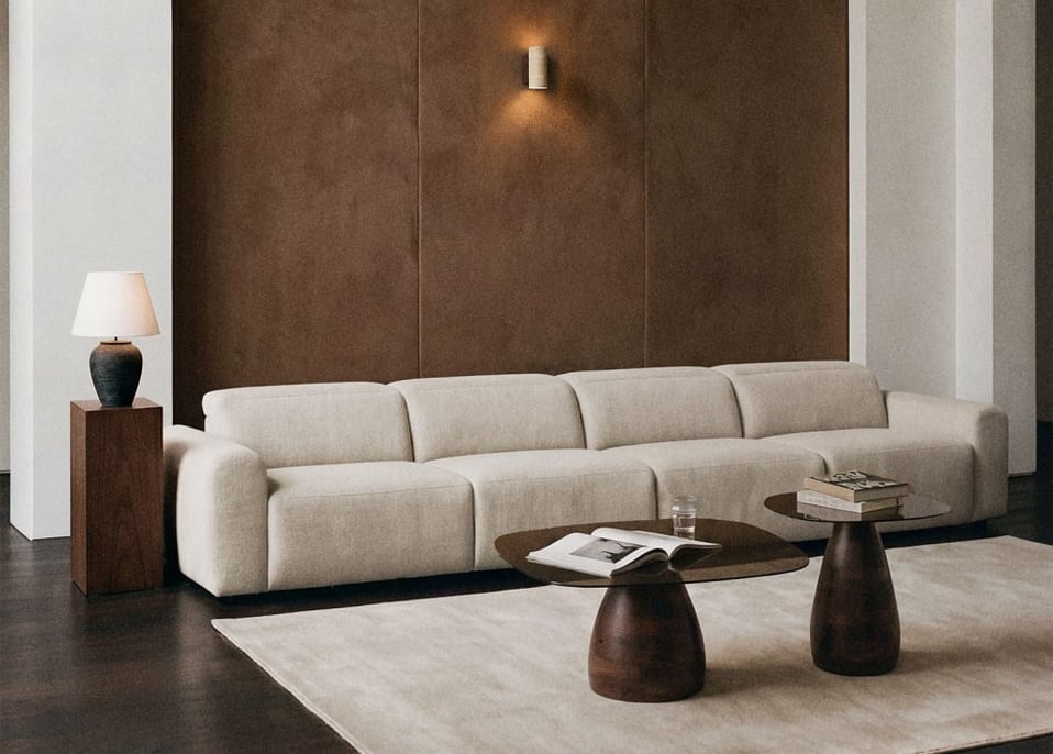 Divano reclinabile ed elettrico a 5 posti in ciniglia Peggy - Ciniglia Beige Crema