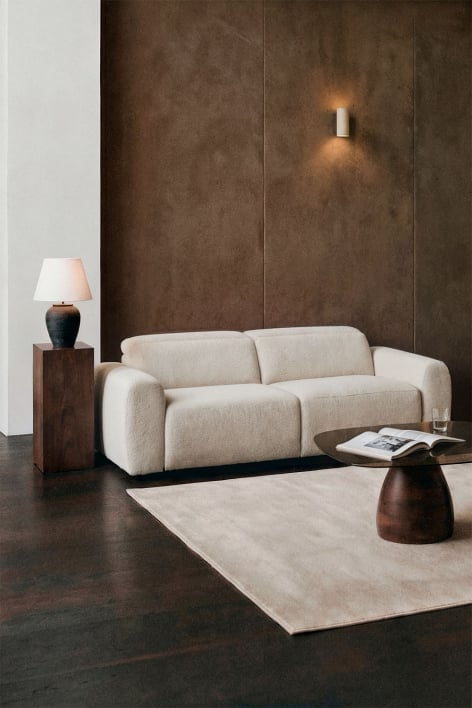 Divano reclinabile elettrico a 2 posti in ciniglia Peggy - Ciniglia Beige Crema