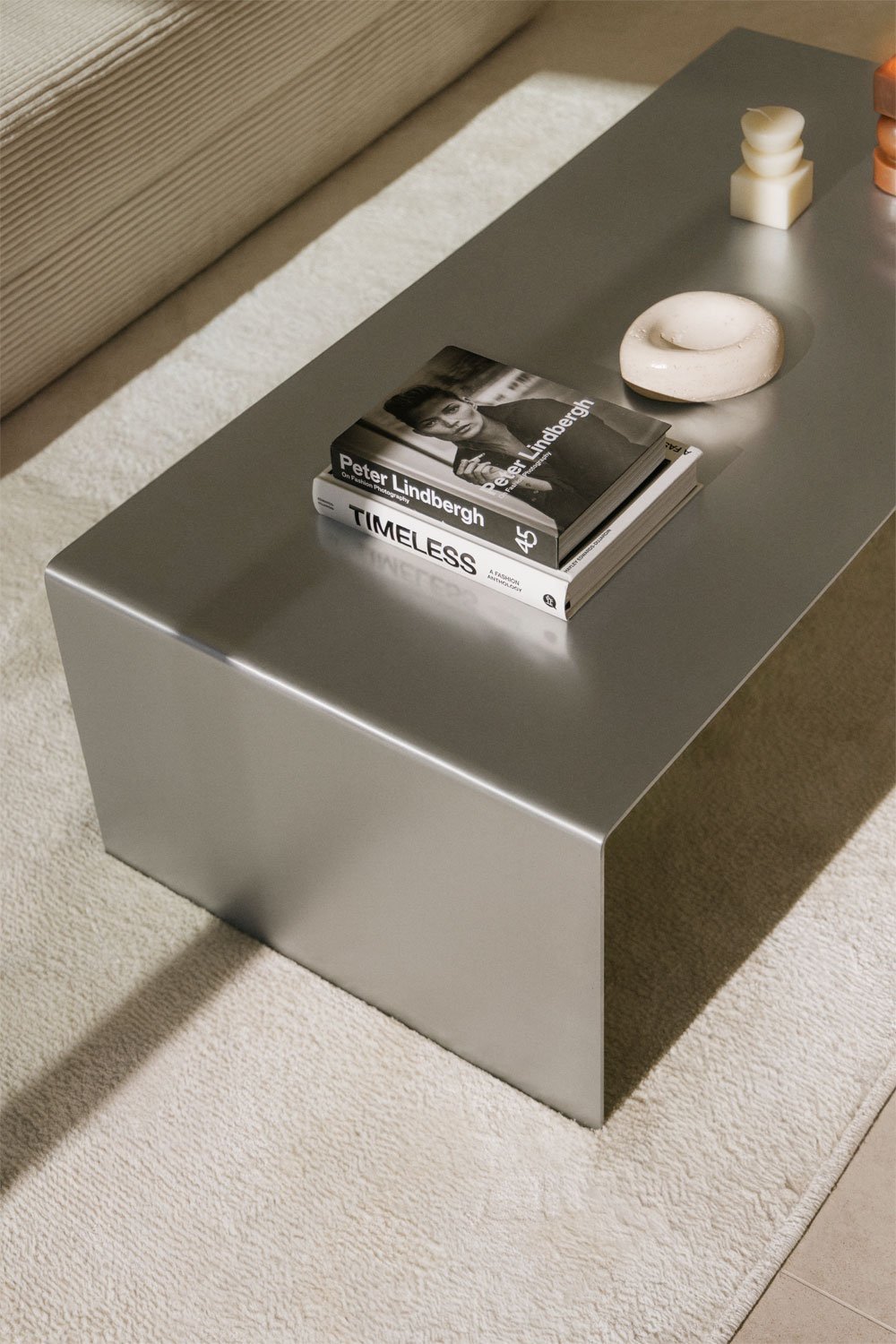 Tavolino rettangolare 110x55 cm in acciaio inox Rinno, immagine della galleria 2