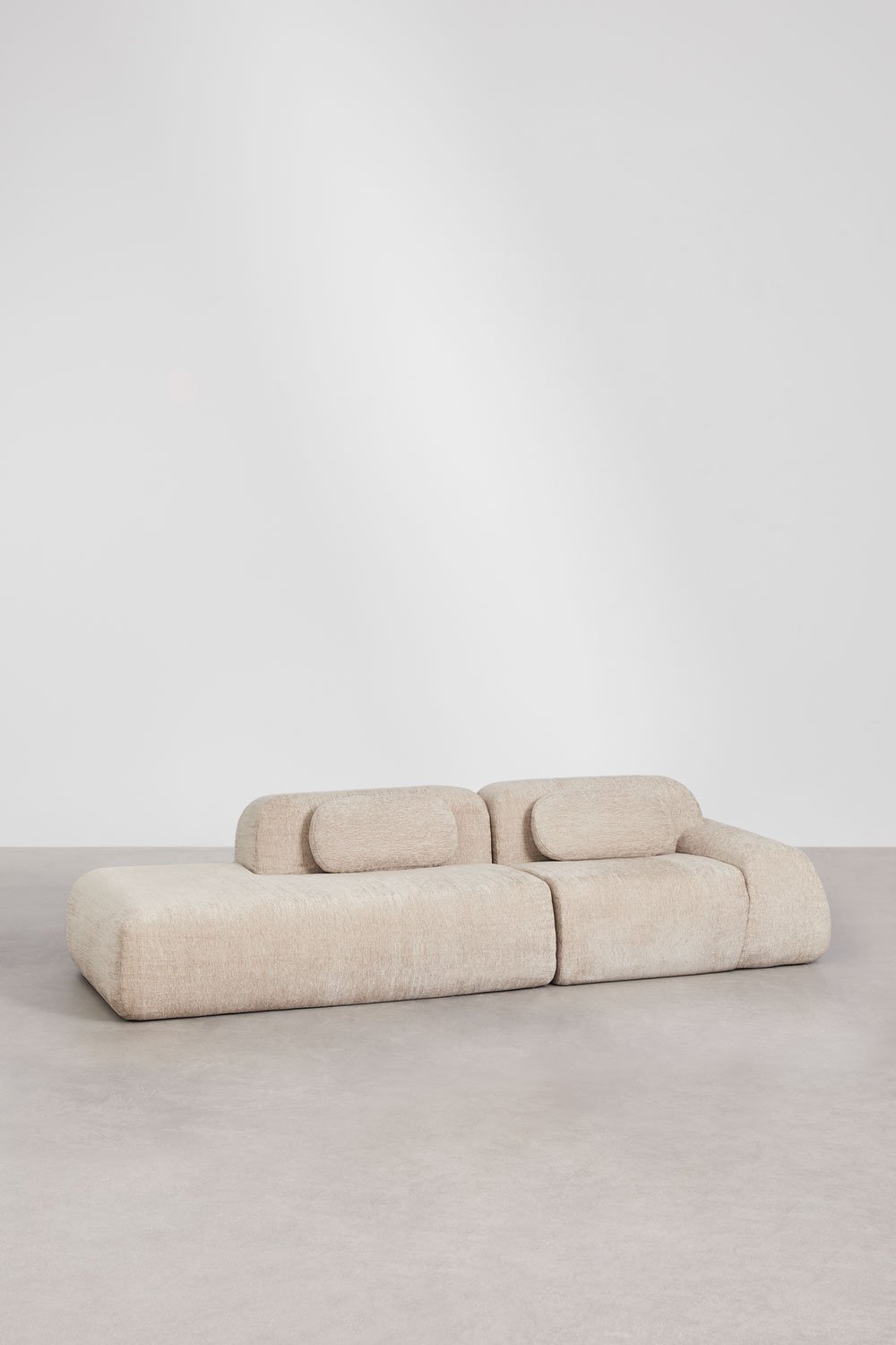 Divano modulare angolare a 2 pezzi con chaise longue sinistra in ciniglia confezionato sottovuoto Merida, immagine della galleria 4