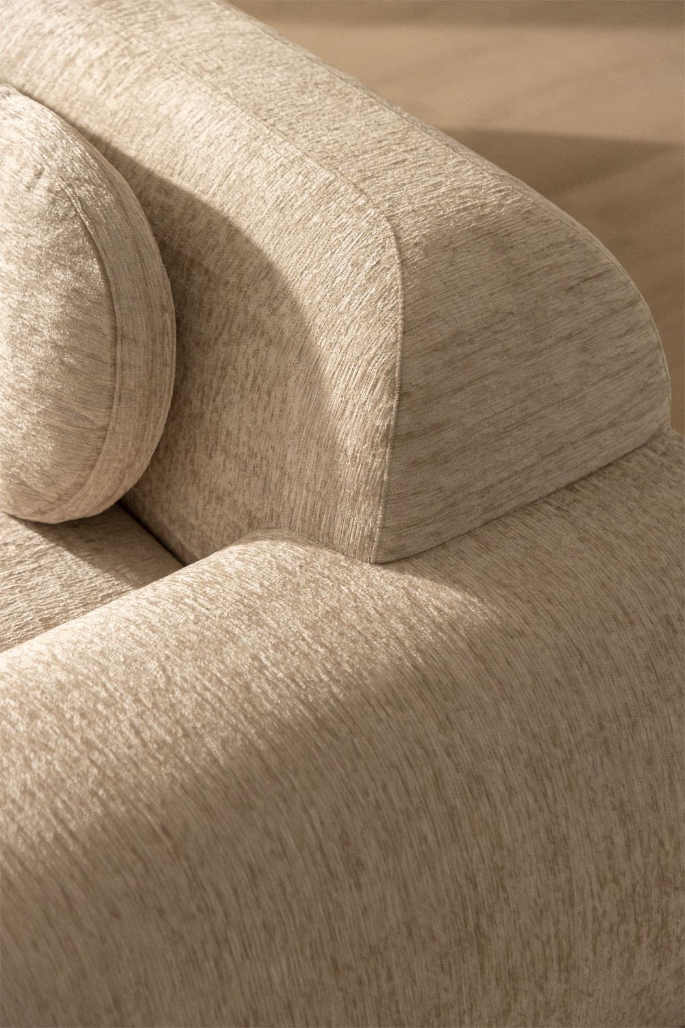 Divano modulare angolare a 2 pezzi con chaise longue sinistra in ciniglia confezionato sottovuoto Merida, immagine della galleria 2