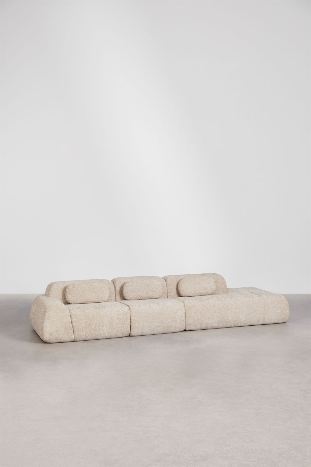 Divano modulare angolare a 3 pezzi con chaise longue destra in ciniglia confezionato sottovuoto Merida, immagine della galleria 3