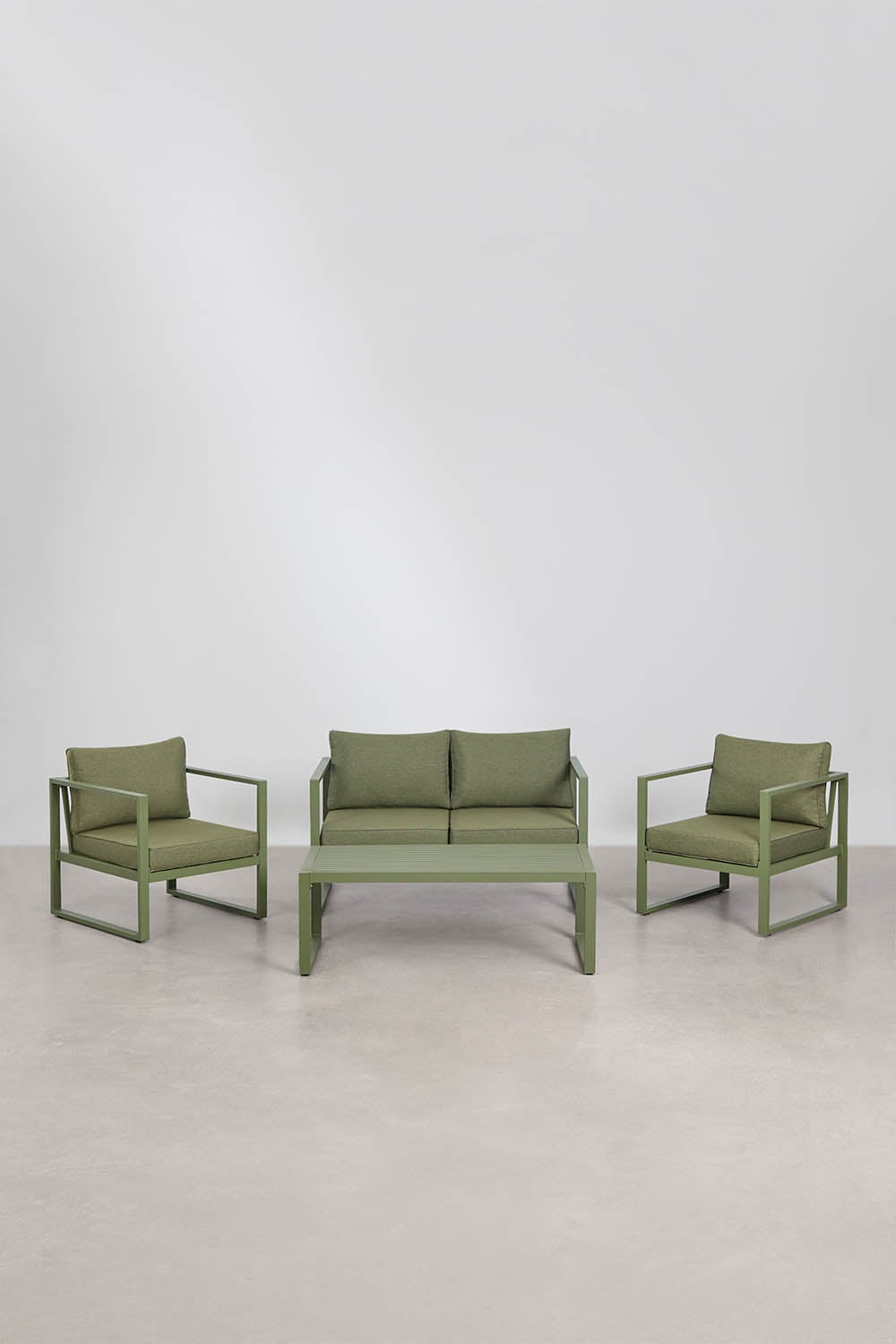 Set da giardino con divano 2 posti, 2 poltrone e tavolino in alluminio Lipov, immagine della galleria 3