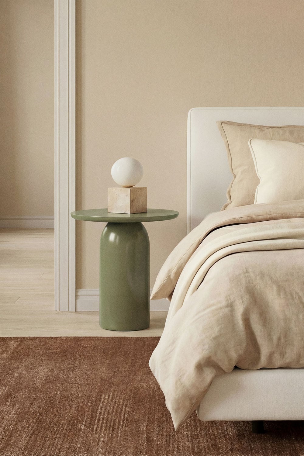 Comodino rotondo Ø45 cm in cemento Layana, immagine della galleria 1