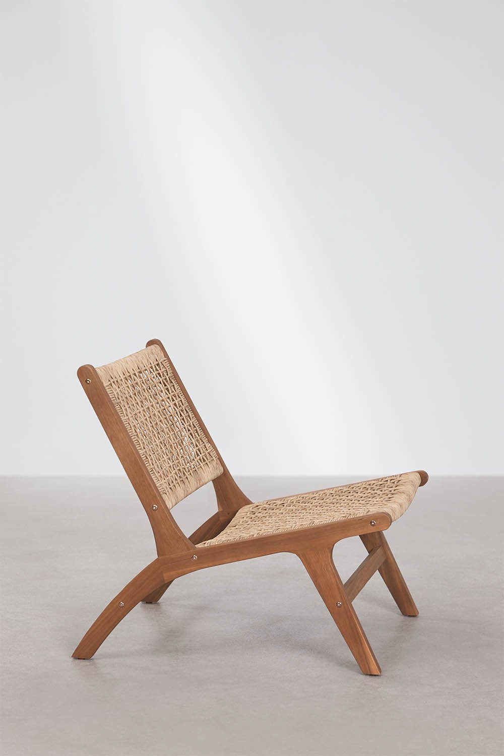 Pack di 4 poltrone in legno di acacia e rattan sintetico Verlian, immagine della galleria 3