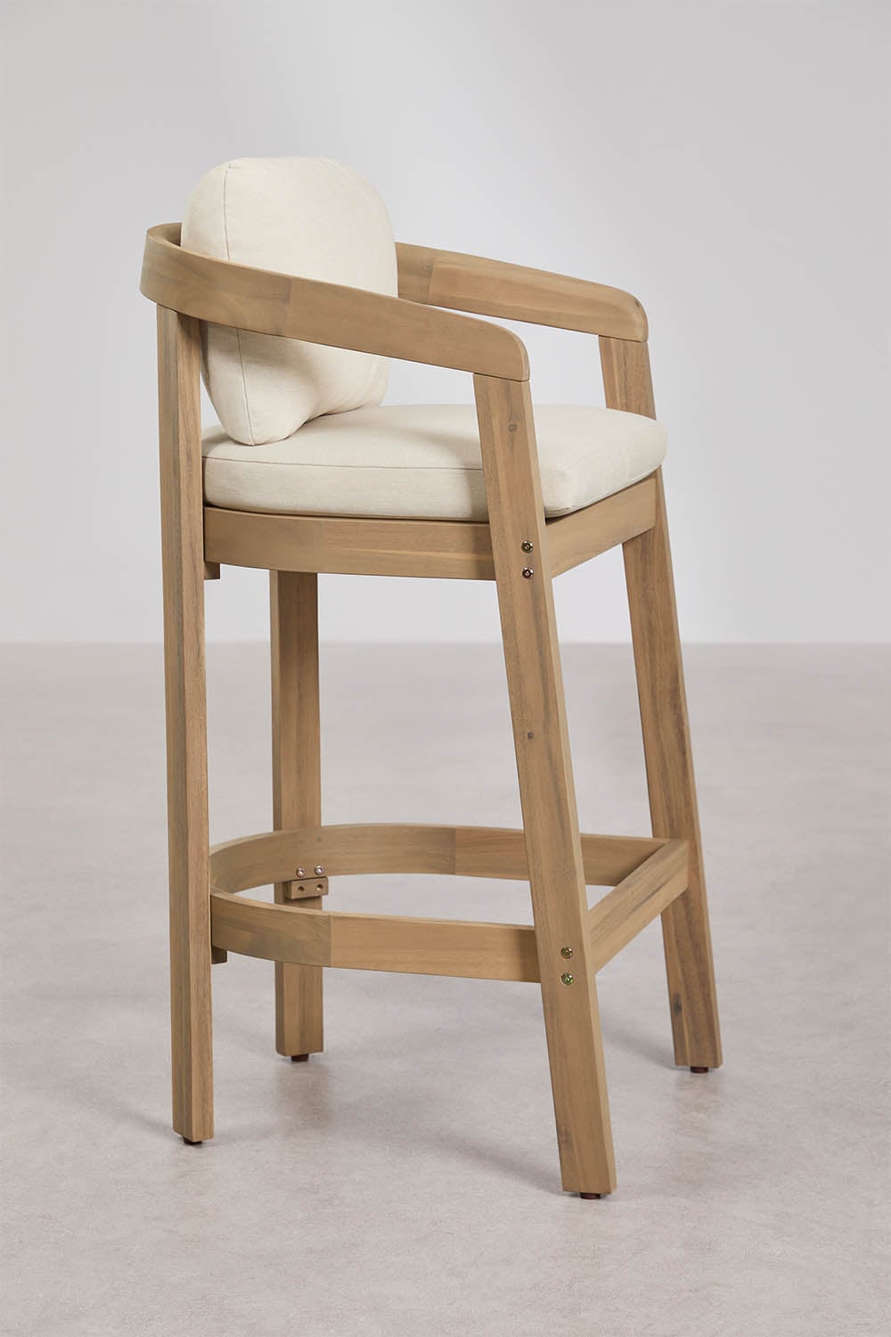 Set di 2 sgabelli alti da giardino in legno di acacia Uleno, immagine della galleria 2