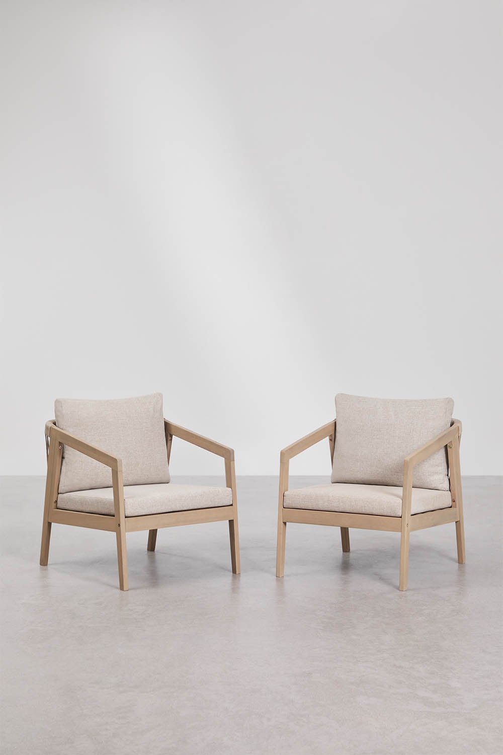 Set di 2 poltrone da giardino in legno di acacia e corda intrecciata Kaela, immagine della galleria 3