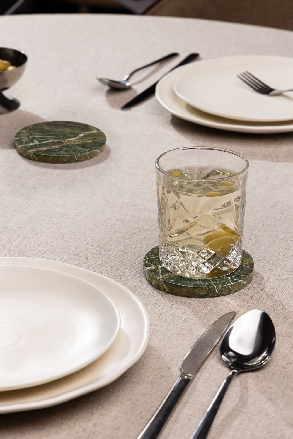 Set di 4 sottobicchieri rotondi Ø10 cm in marmo Valtris, immagine della galleria 1