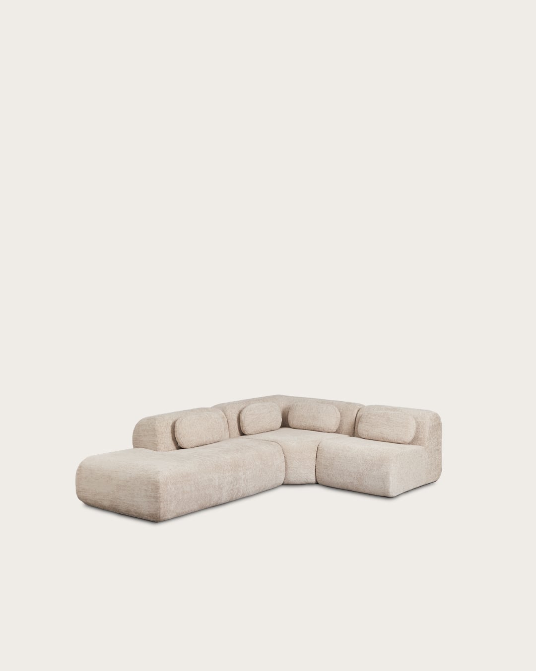 Divano modulare angolare a 3 pezzi con chaise longue sinistra in ciniglia confezionato sottovuoto Merida, immagine della galleria 14