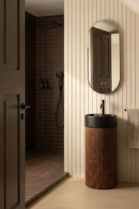 Set mobili da bagno in legno con lavabo in ceramica Maude integrato