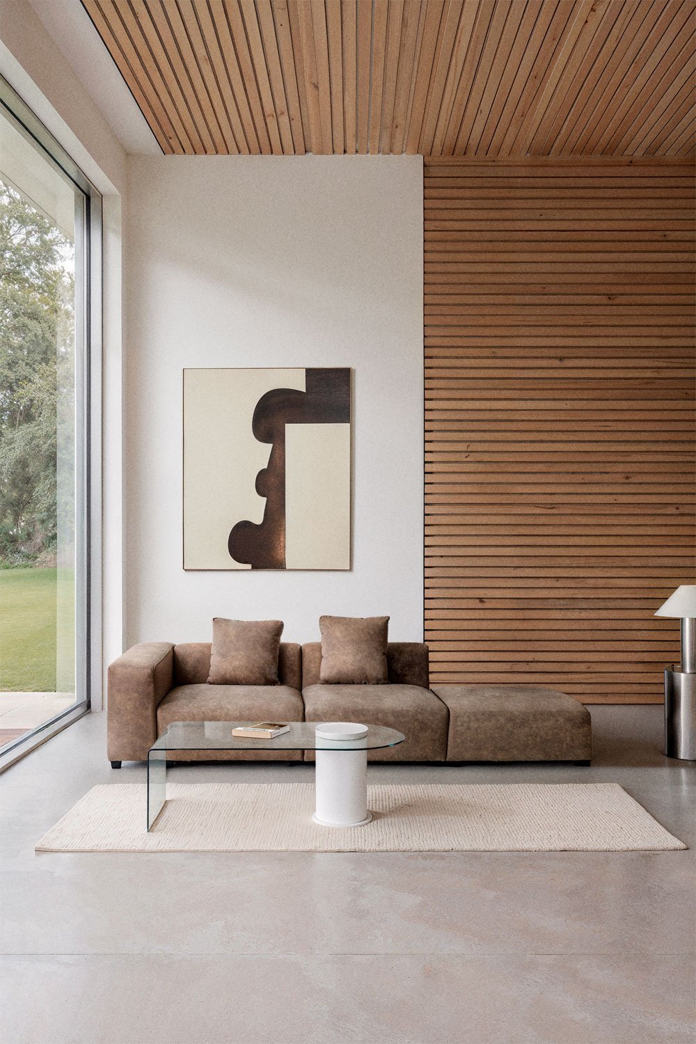 Divano modulare angolare sinistro a 2 pezzi con bracciolo alto e pouf ↔︎285 cm Bruna, immagine della galleria 12