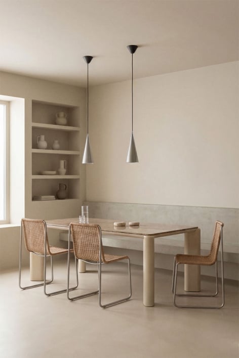 Tavolo da pranzo rettangolare 220x100 cm in MDF e marmo Zanzibar