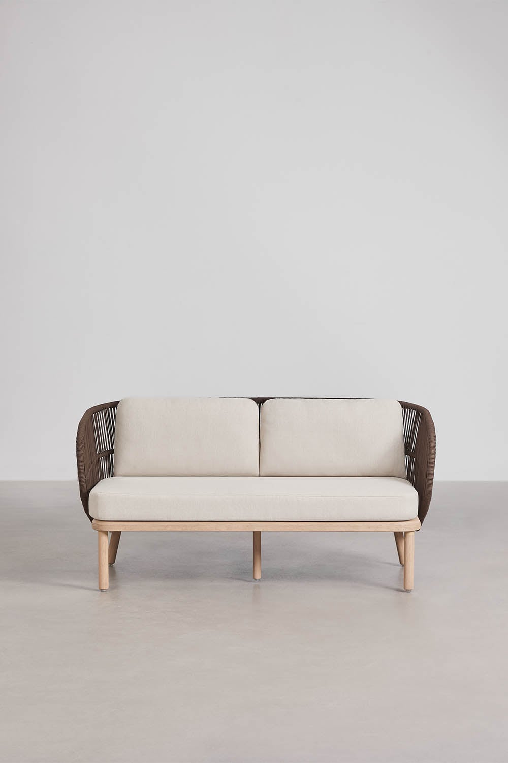 Divano da giardino a 2 posti in legno di acacia e corda intrecciata Capri, immagine della galleria 6