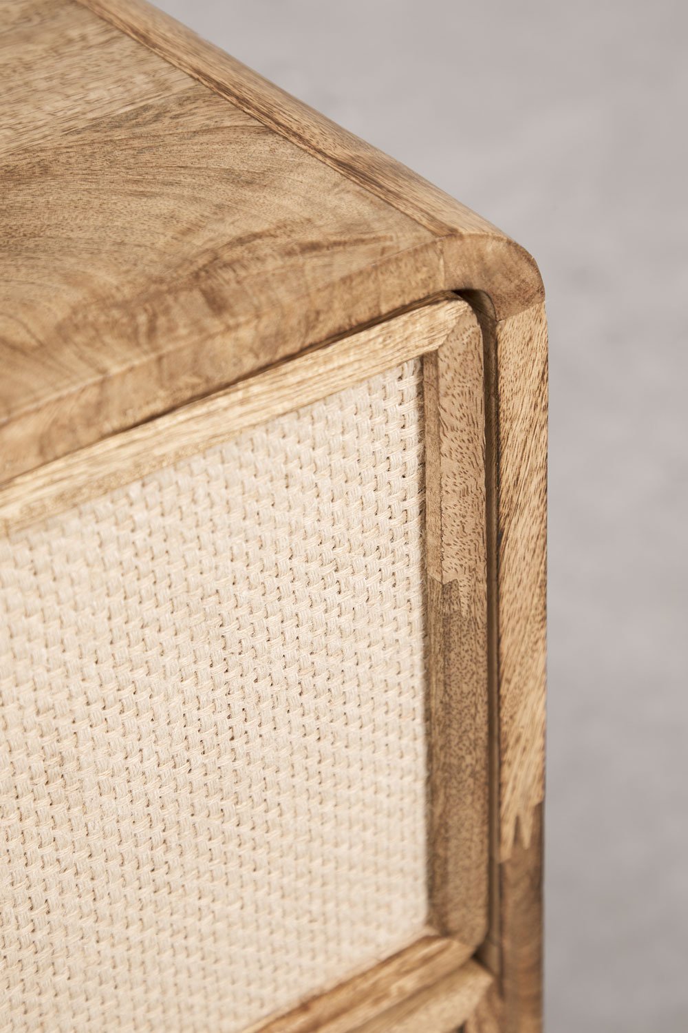 Cassettiera 80x40 cm in legno di mango, MDF e juta Abrams, immagine della galleria 8