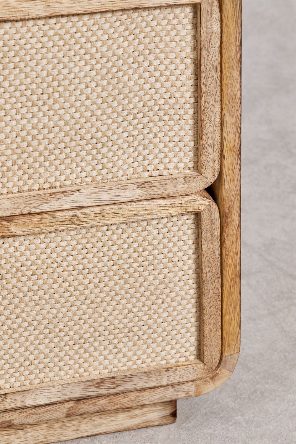 Pack da 2 comodini rettangolari 50x35 cm in legno di mango, MDF e juta Abrams, immagine della galleria 7