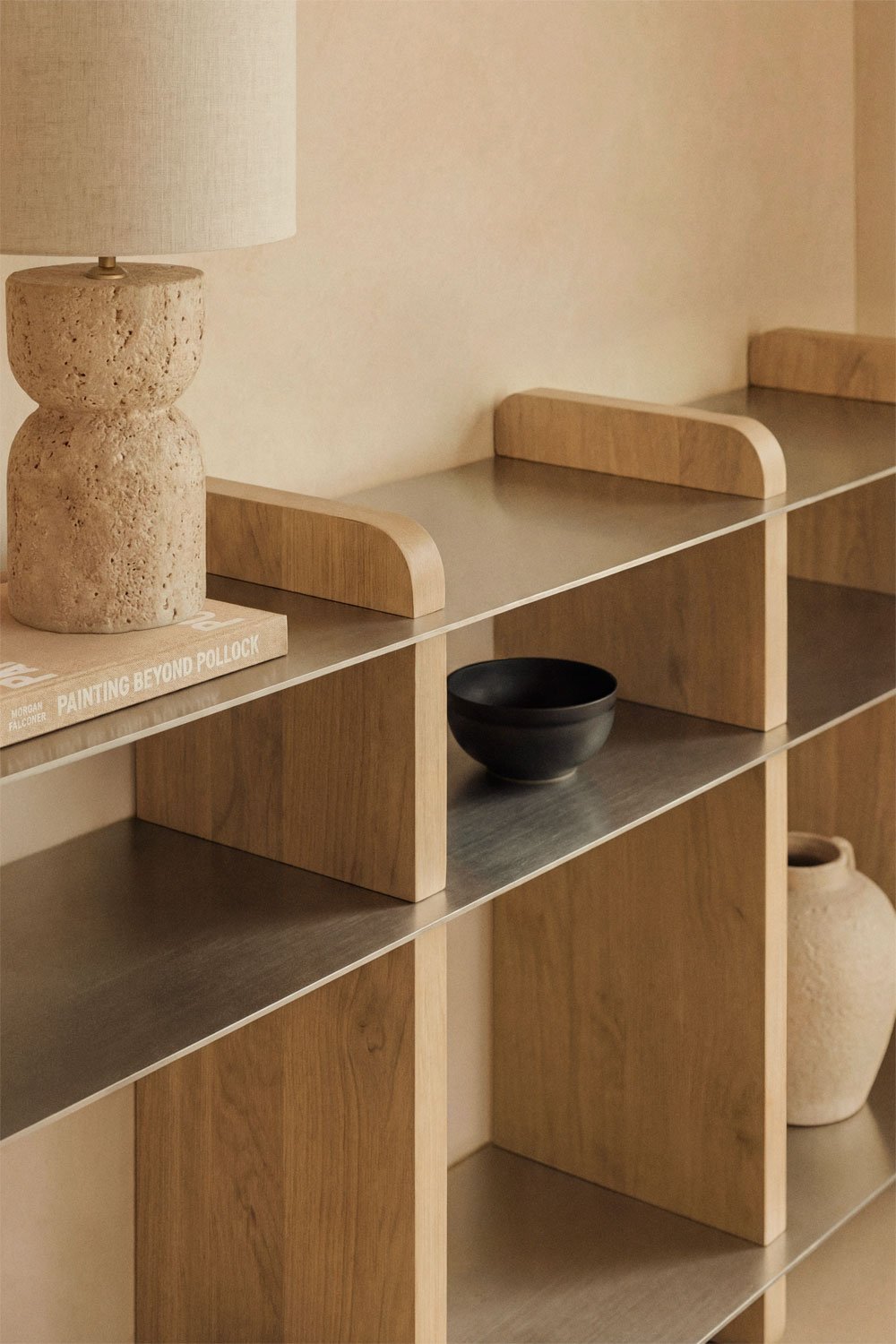 Libreria 150x40 cm in legno di mango e acciaio Tokyo, immagine della galleria 2