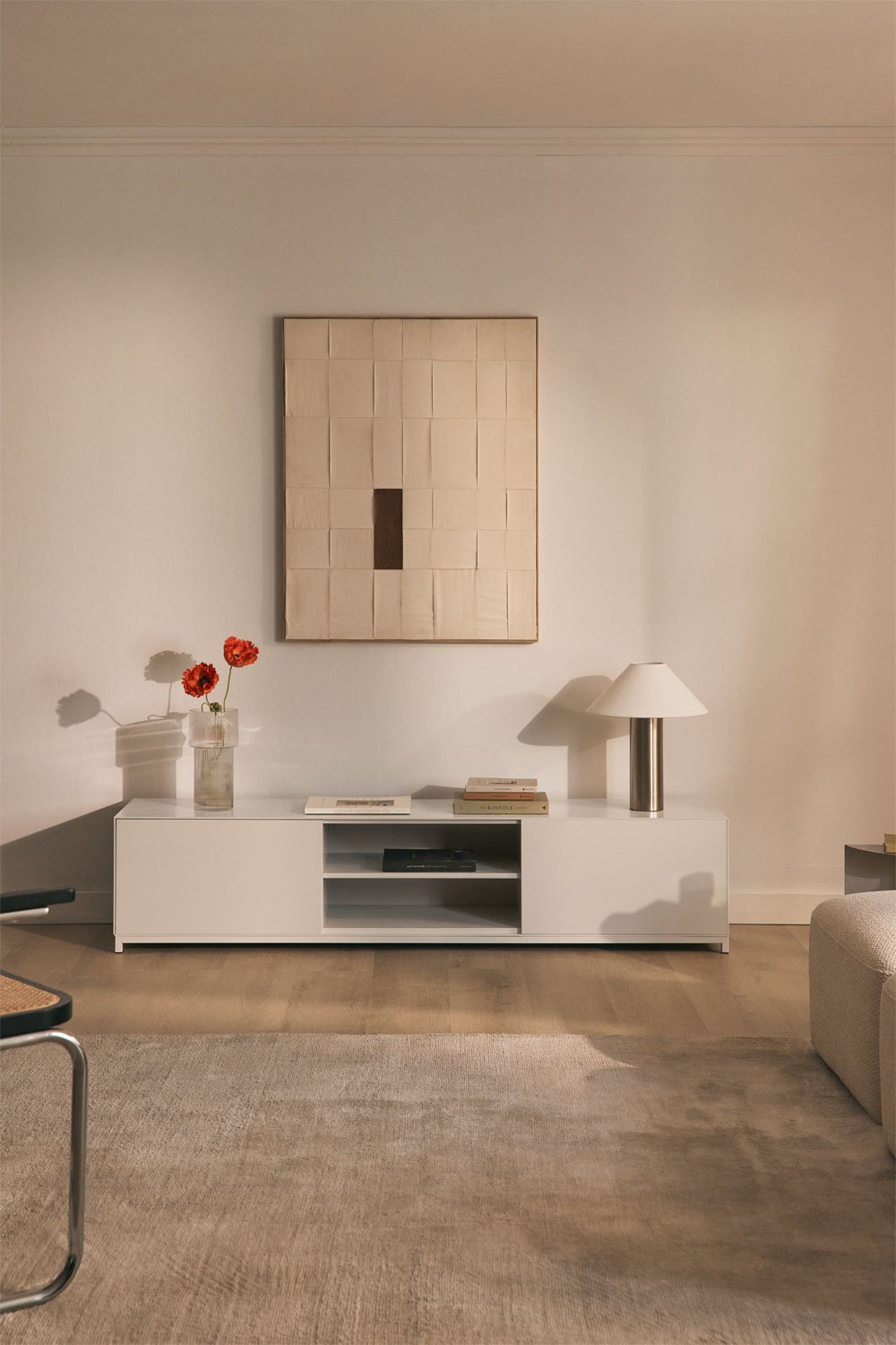 Mobile TV 180x40 cm in MDF bianco gardenia Kivora, immagine della galleria 1