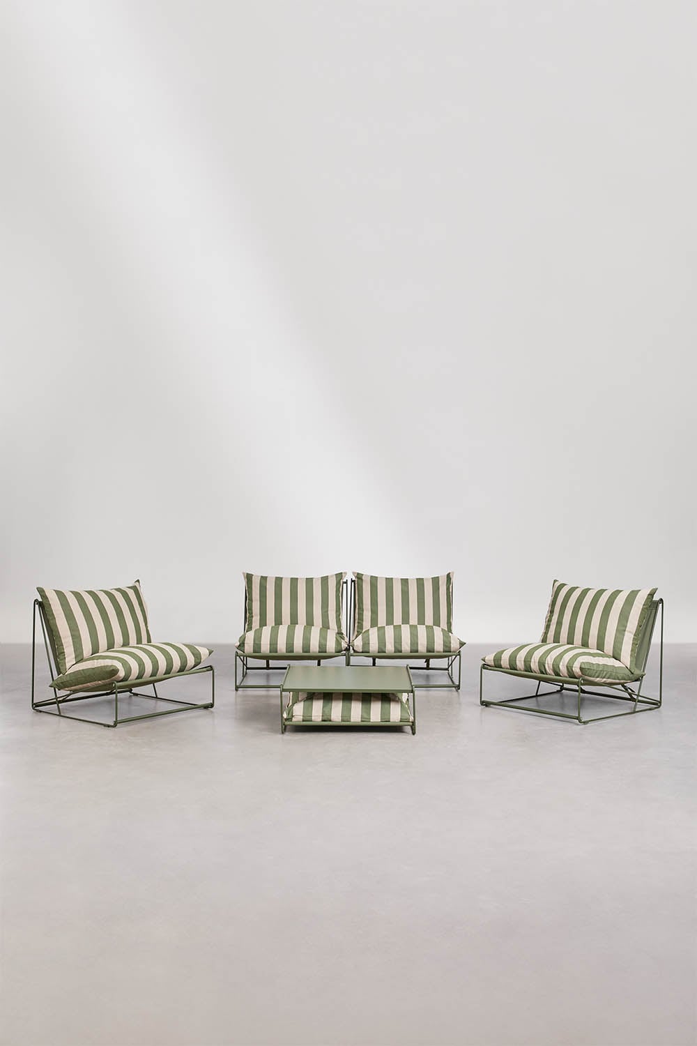 Set da giardino con divano modulare a 2 pezzi, 2 poltrone e tavolino ausiliario convertibile Amaro, immagine della galleria 3