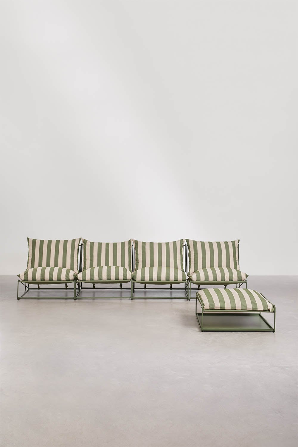 Divano modulare da giardino 4 pezzi con pouf convertibile Amaro, immagine della galleria 3