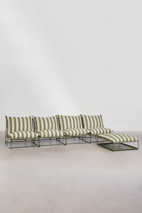 Divano modulare da giardino 4 pezzi con pouf convertibile Amaro