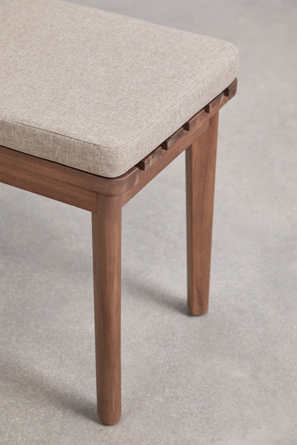 Set da tavolo rettangolare 180x90 cm e 2 panche da pranzo in legno di acacia Kaela, immagine della galleria 7