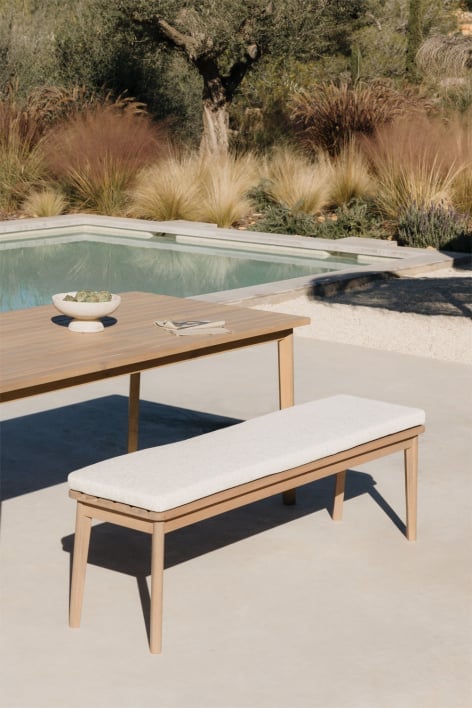 Panca da giardino 160 cm in legno di acacia e tessuto Kaela