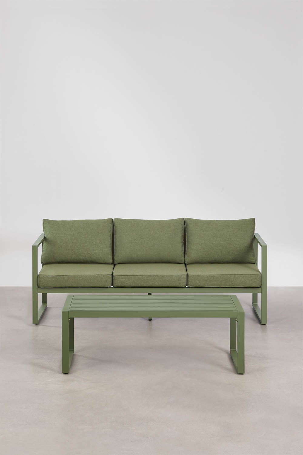 Set da giardino con divano 3 posti e tavolino in alluminio 110x55cm Lipov, immagine della galleria 3