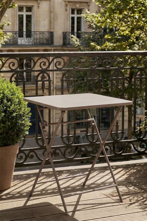 Tavolo da giardino quadrato 60x60 cm pieghevole in acciaio Tamarit - Moka Brown