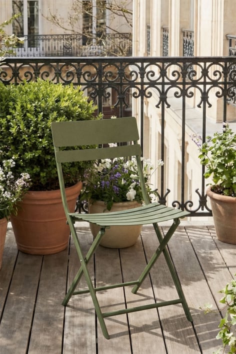 Set di 2 sedie da giardino pieghevoli in acciaio Tamarit - Verde Olivastro Intenso