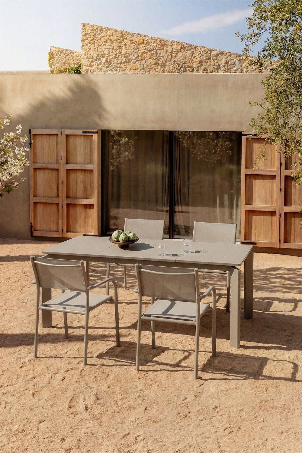 Tavolo da giardino rettangolare 180-240-300x100 cm allungabile in alluminio Milenca, immagine della galleria 1