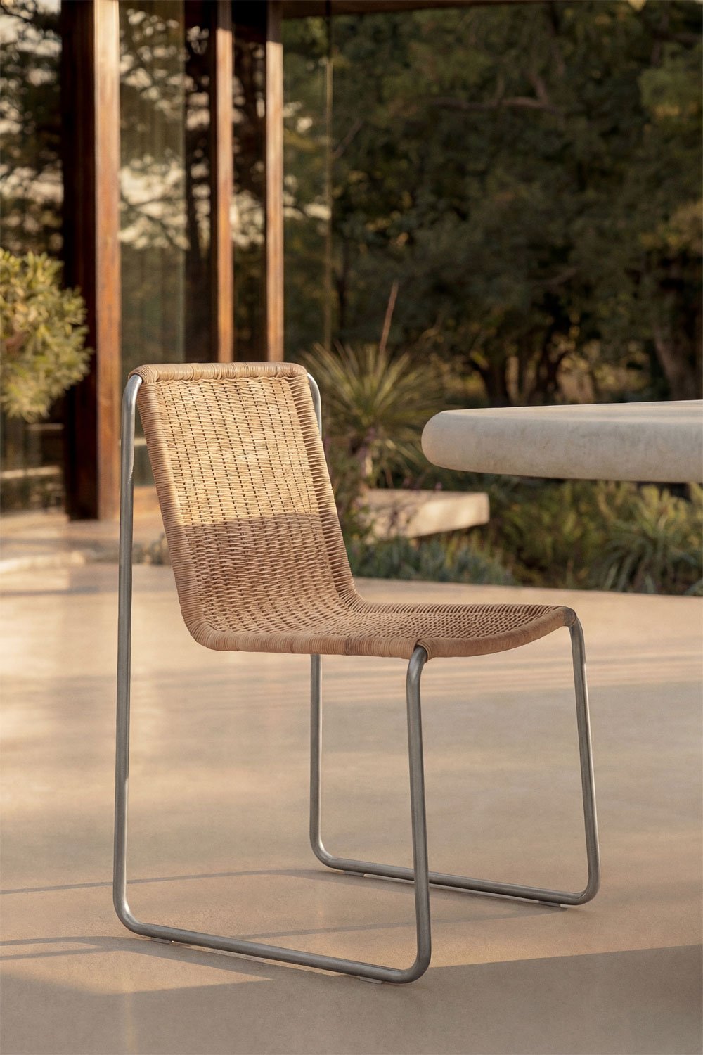 Sedia da giardino in acciaio inossidabile e rattan sintetico Omaha, immagine della galleria 1