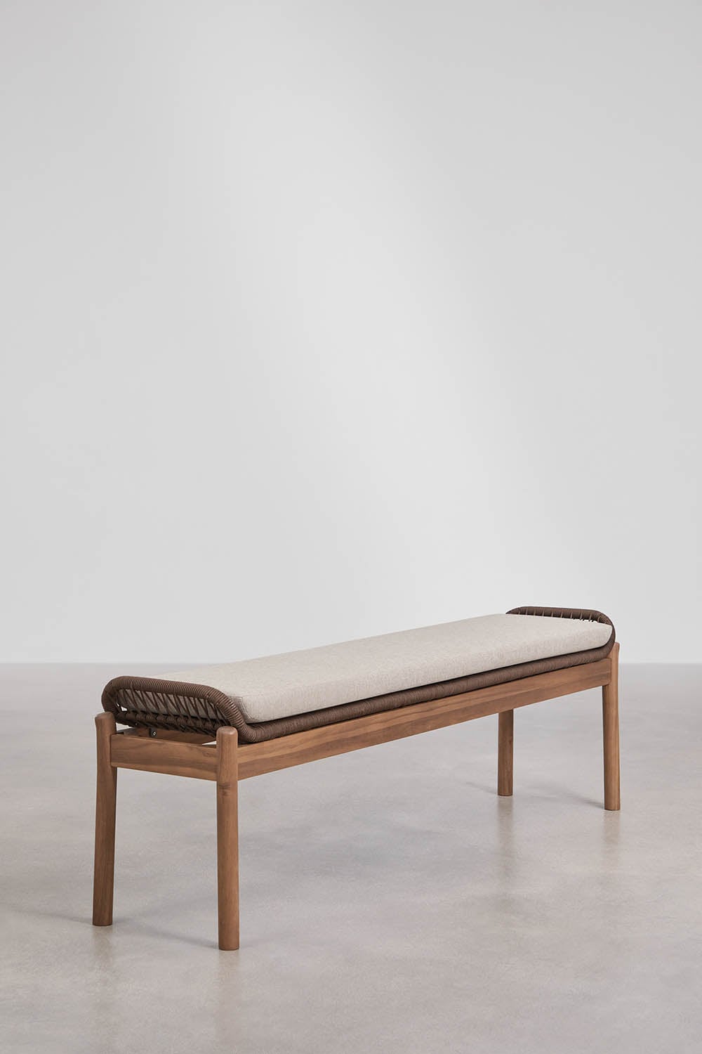 Panca 180 cm in legno di acacia e corda intrecciata Karvia, immagine della galleria 1