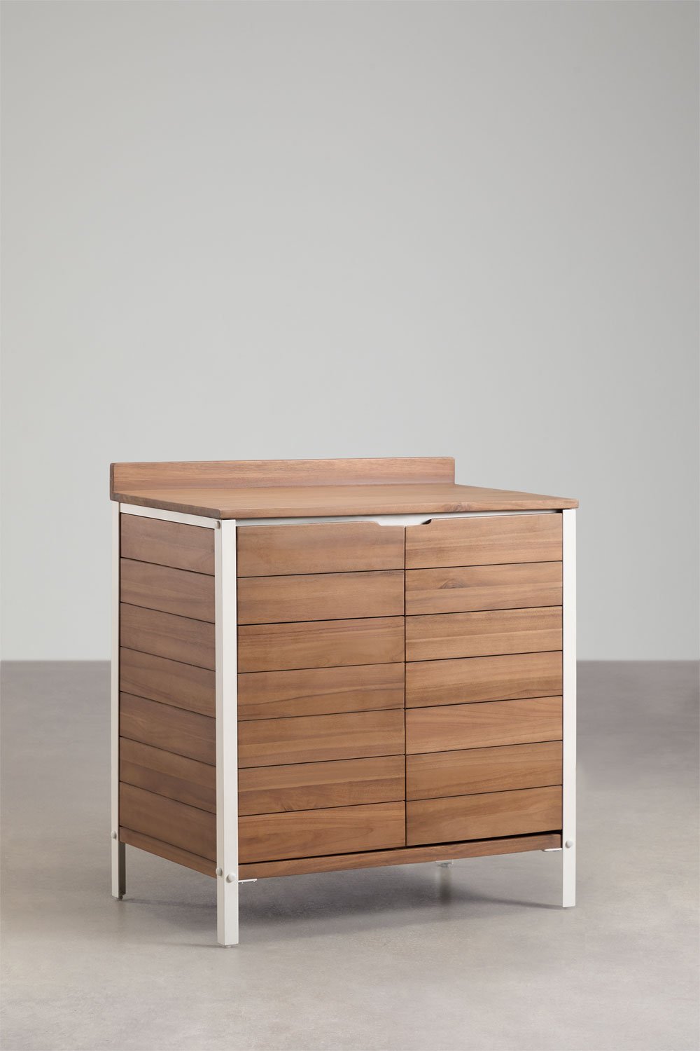 Cucina modulare da esterno a 2 pezzi con lavello e spazio di stoccaggio in legno di acacia Reggie, immagine della galleria 5