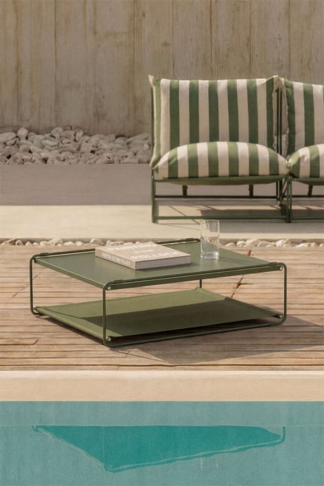 Tavolino da giardino convertibile in pouf in acciaio Amaro