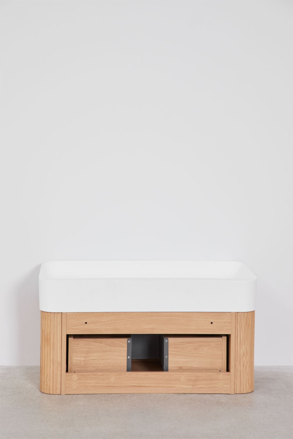 Set di mobili da bagno sospeso 80x40 cm in legno con lavabo integrato Saioa, immagine della galleria 7