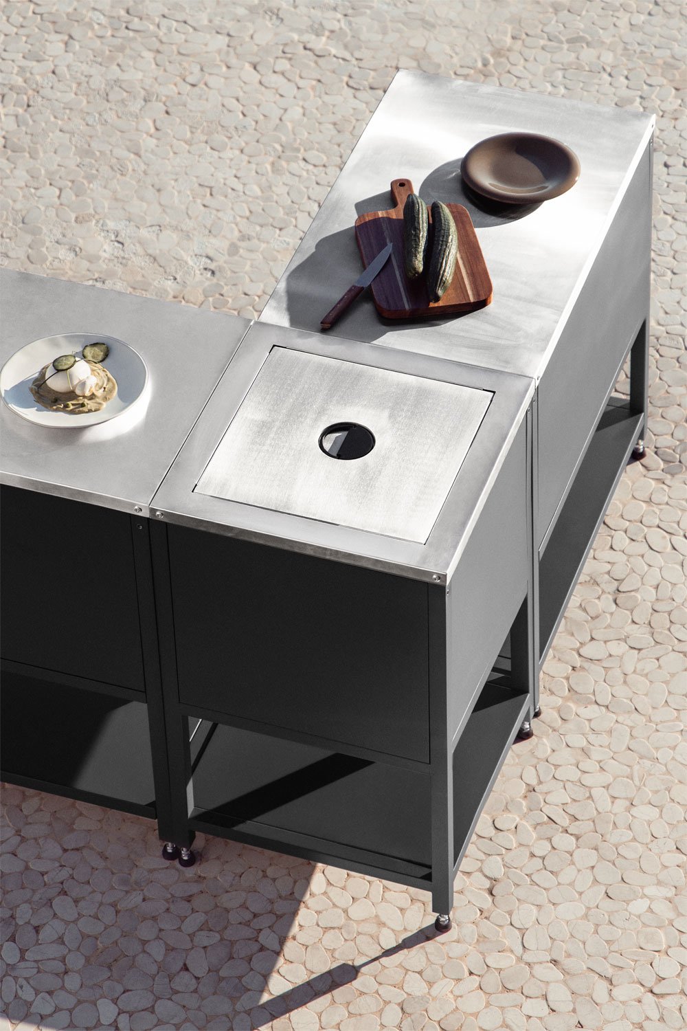 Modulo angolare di stoccaggio per cucina modulare da esterno in acciaio Savona, immagine della galleria 7