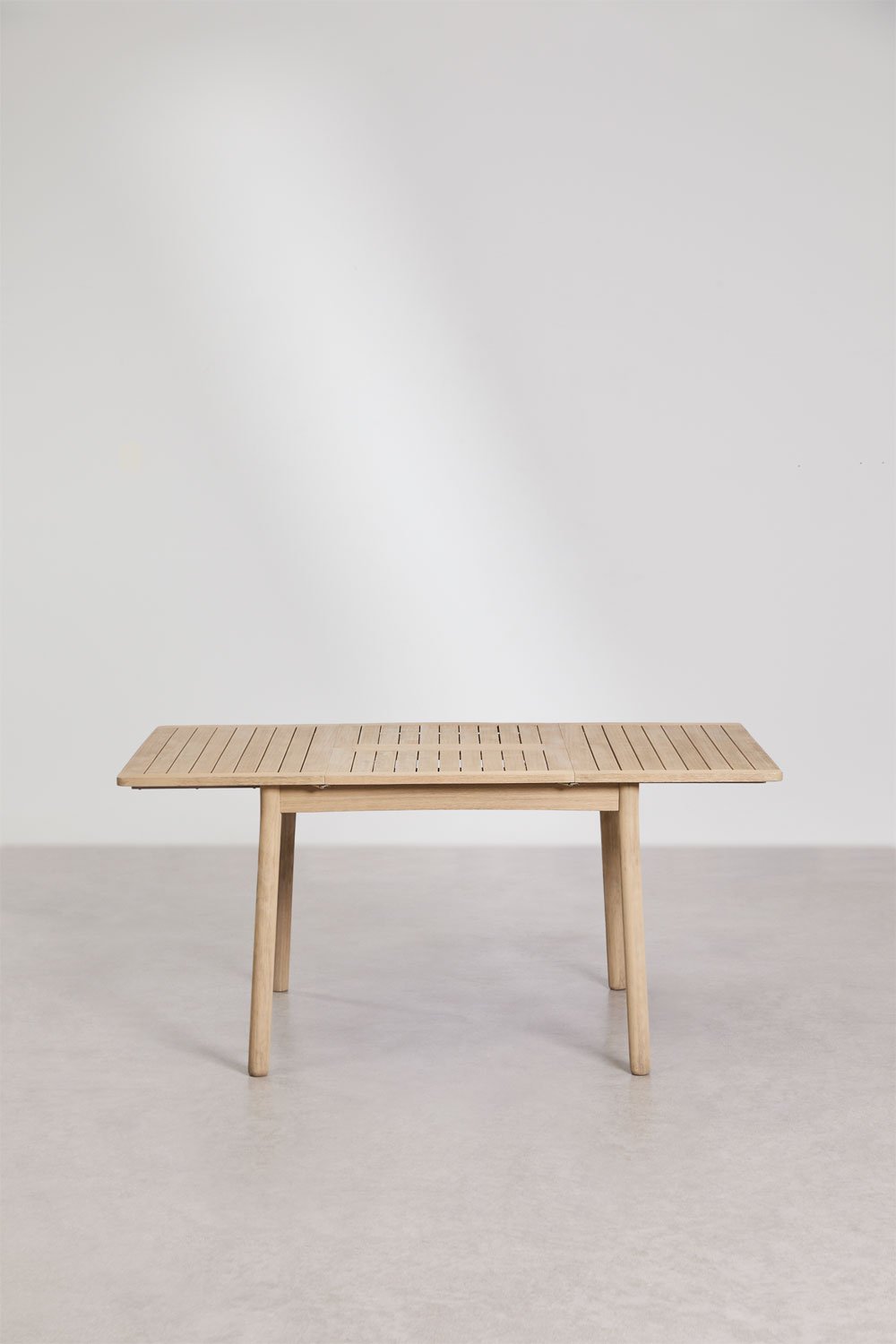 Set da tavolo estensibile 100-160x100 cm Karvia e 4 sedie da pranzo in legno di acacia e corda intrecciata Capri, immagine della galleria 3