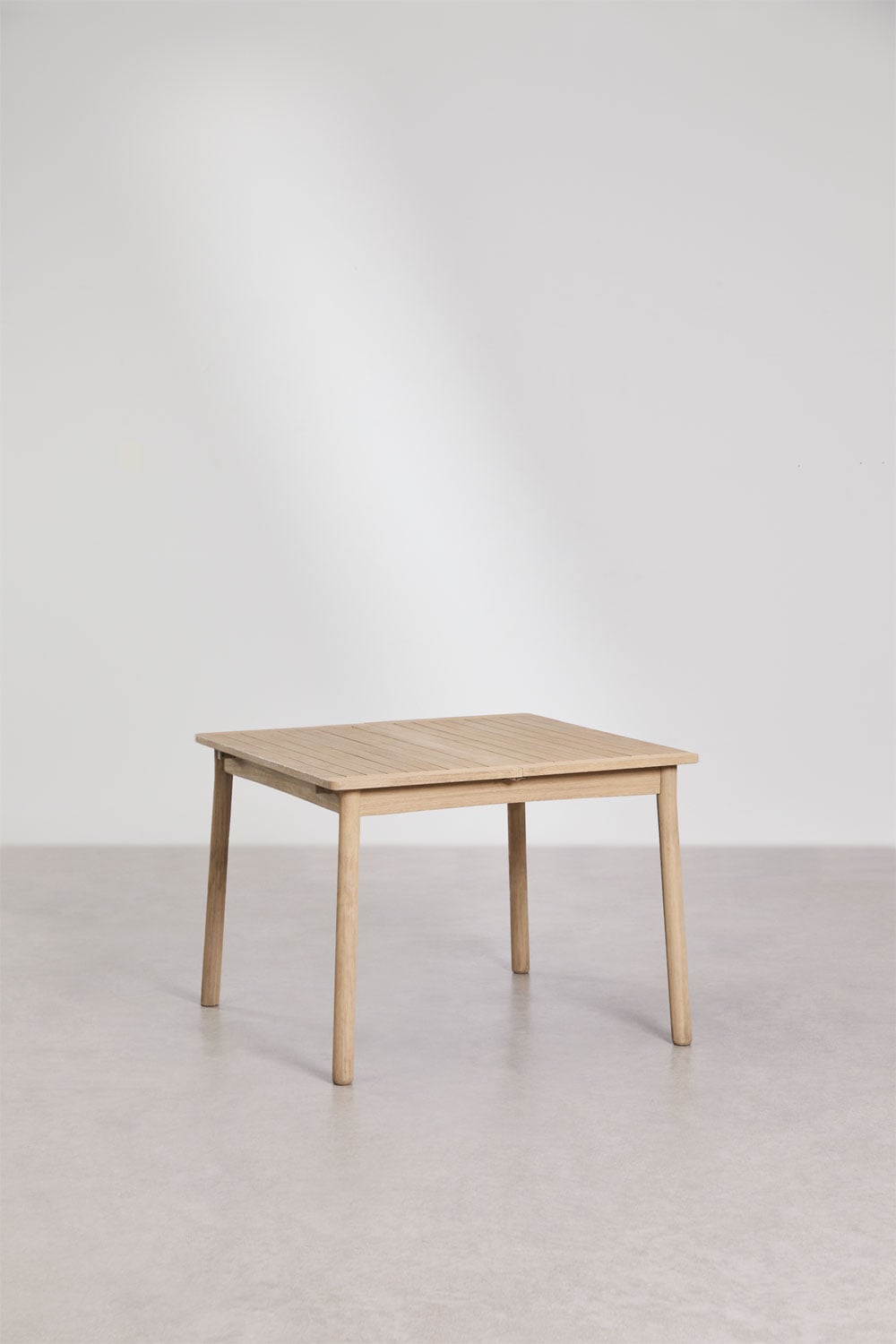Set da tavolo estensibile Karvia 100-160x100 cm e 6 sedie da pranzo in legno di acacia e corda intrecciata Capri, immagine della galleria 2