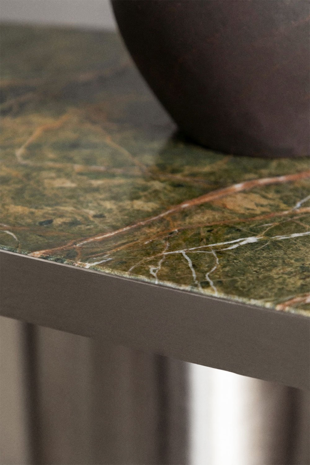 Consolle ingresso ovale 120x40 cm in pietra naturale e acciaio inossidabile Fertrix, immagine della galleria 2