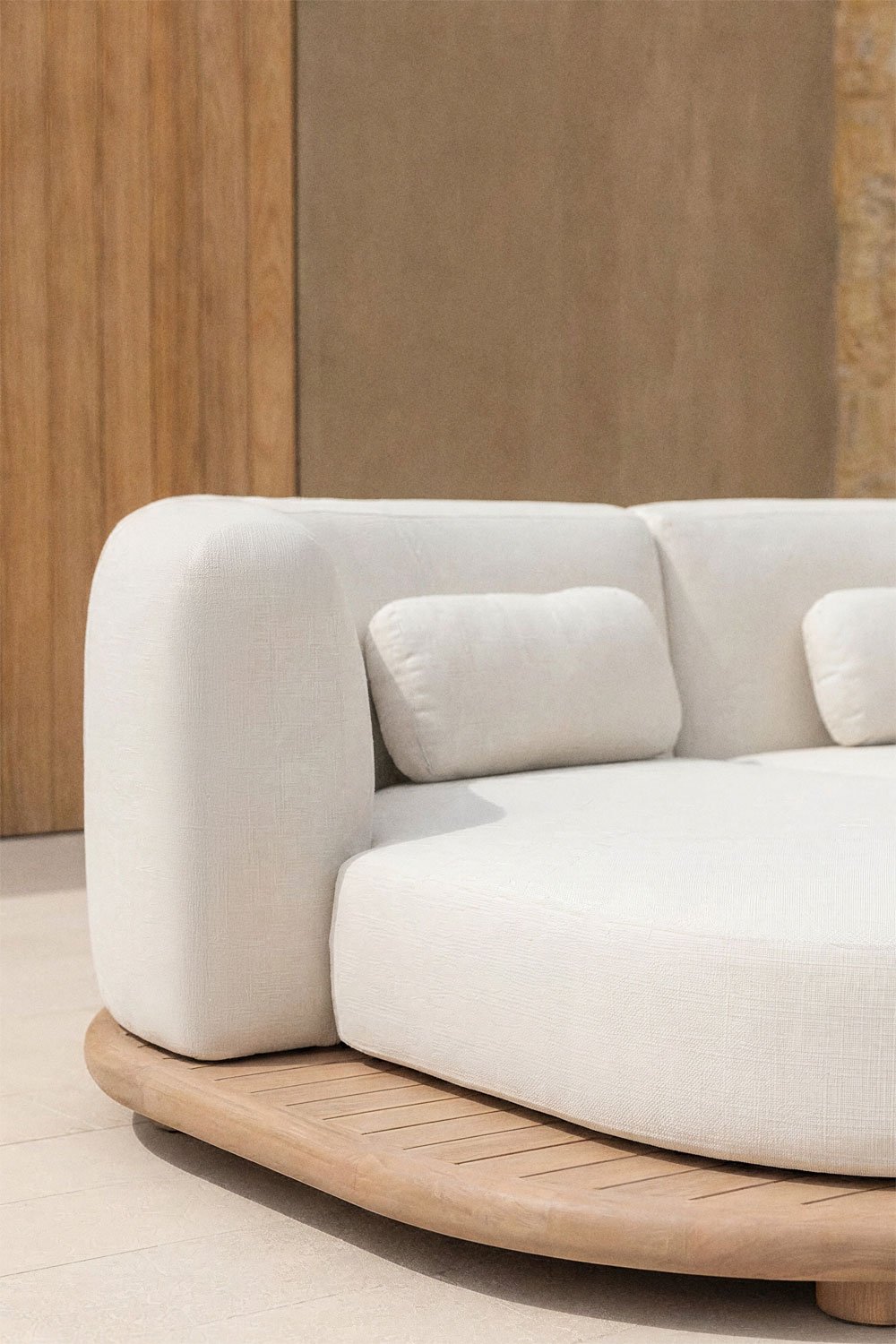 Divano modulare chaise longue sinistro da giardino in legno di acacia Gerard 3 pezzi, immagine della galleria 2