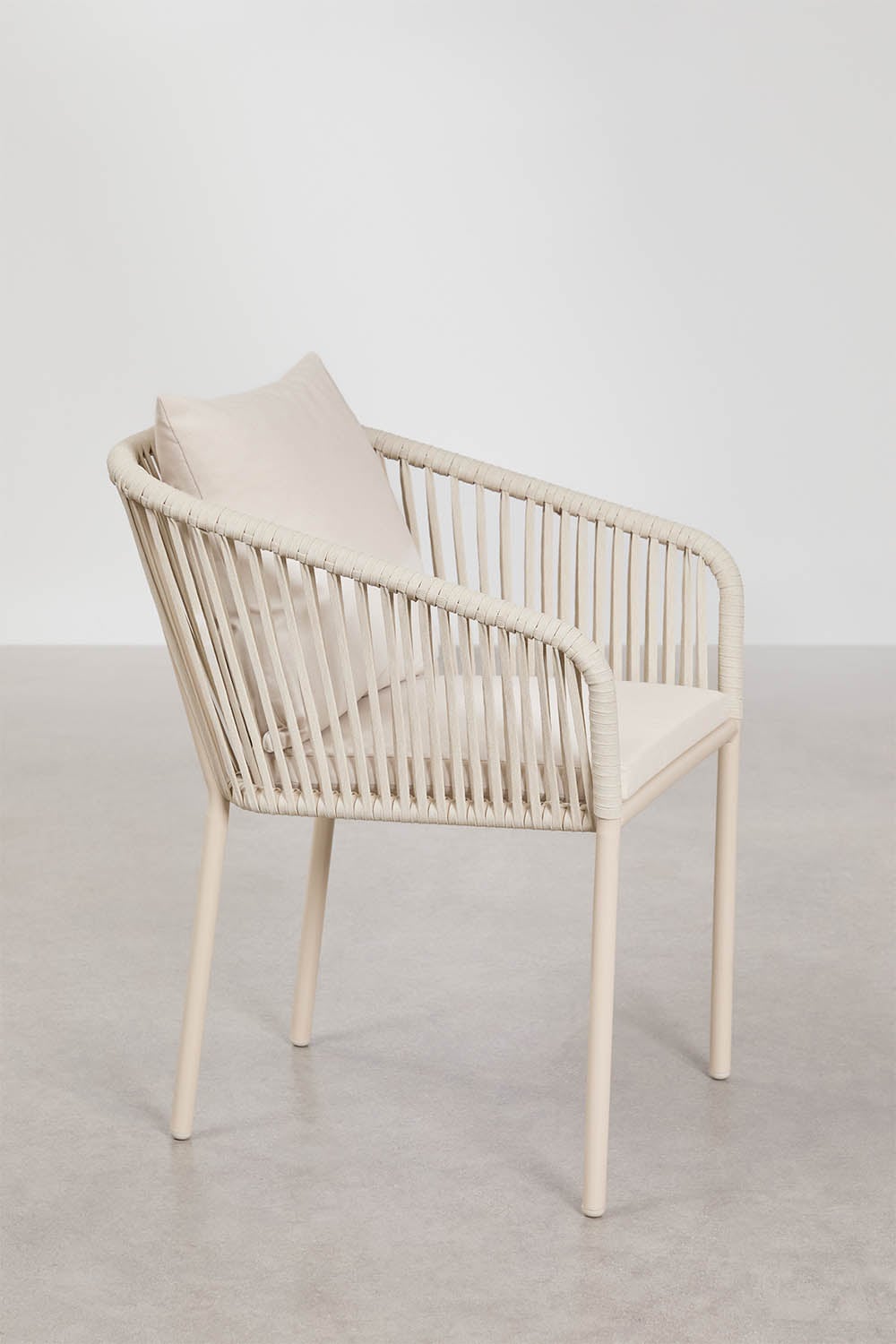 Set di 4 sedie da giardino con braccioli in corda intrecciata Arhiza Classic, immagine della galleria 2