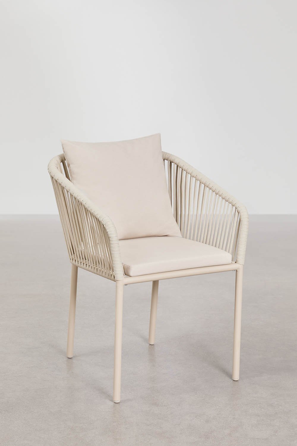 Sedia da pranzo con braccioli in corda intrecciata Arhiza Classic, immagine della galleria 1